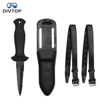 Divtop Diving Survival Compact spearfishing,  Black Stainless Steel Point Tip BCD dive Knife.